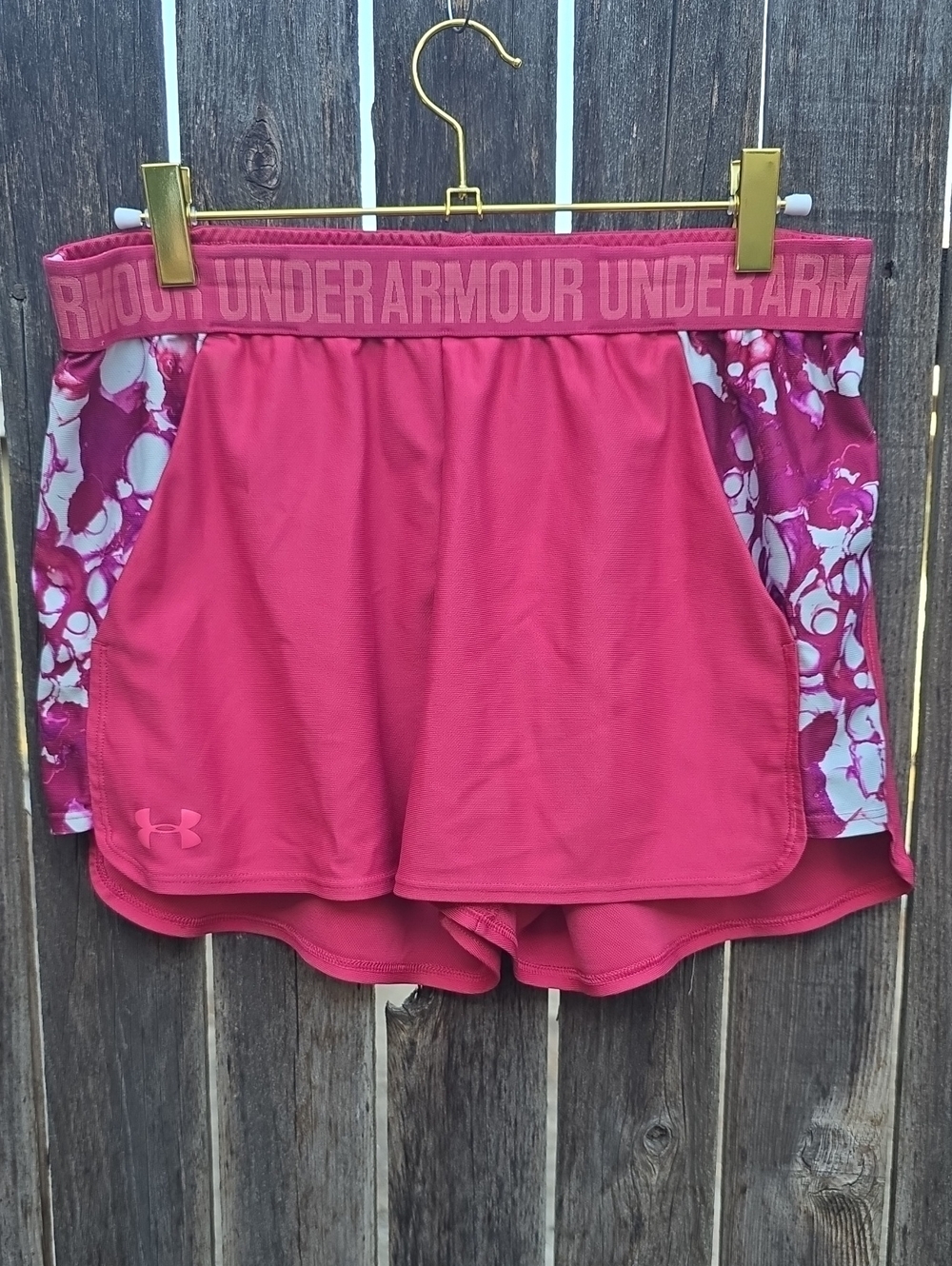 Under Armour Hot Pink Athletic Shorts with Patterned Panels